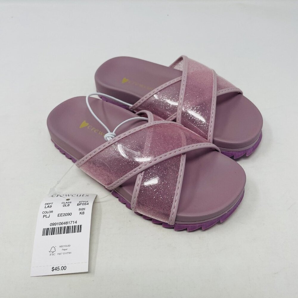 J Crew Crewcuts Little Girl K8 Slip On Pool Glitter Jelly Sandals Purple $45 201